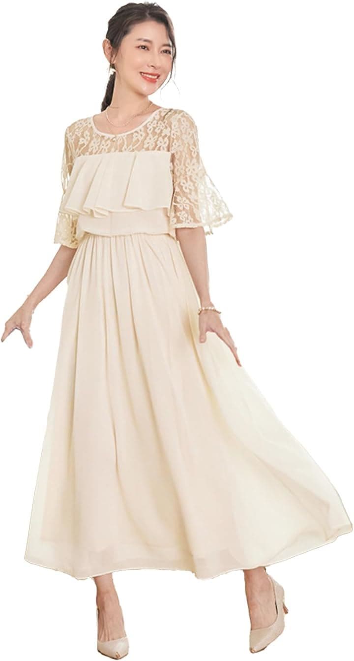 パーティードレス ワンピース 結婚式ドレス 結婚式およばれワンピース フォーマルドレス( アイボリー, S) 5,745円