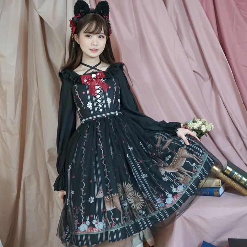 ロリータ ワンピース ジャンパースカート 森の国の物語 夏 ロリィタ ゴスロリ かわいい S - XL