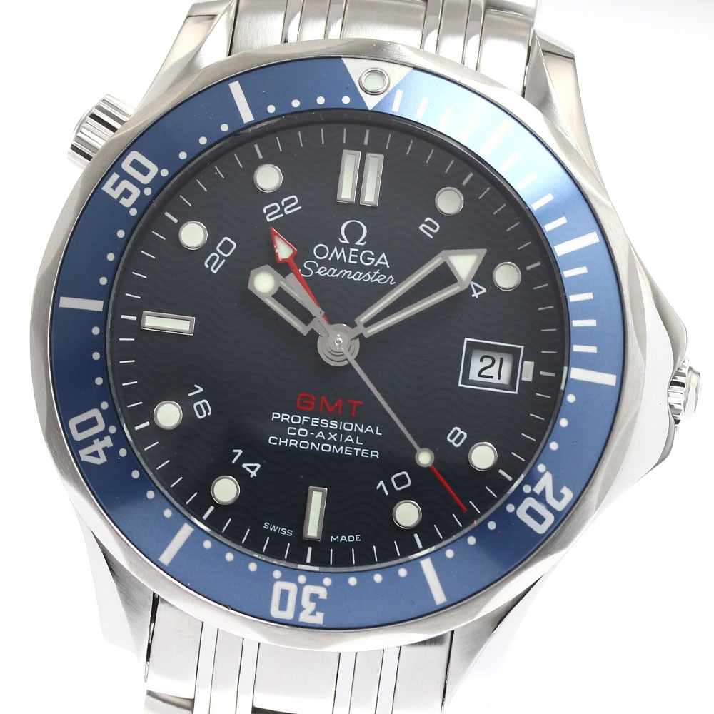 オメガ OMEGA 2535.80 シーマスター ダイバー 300 GMT コーアクシャル 自動巻き メンズ 良品 保証書付き_898809【中古】