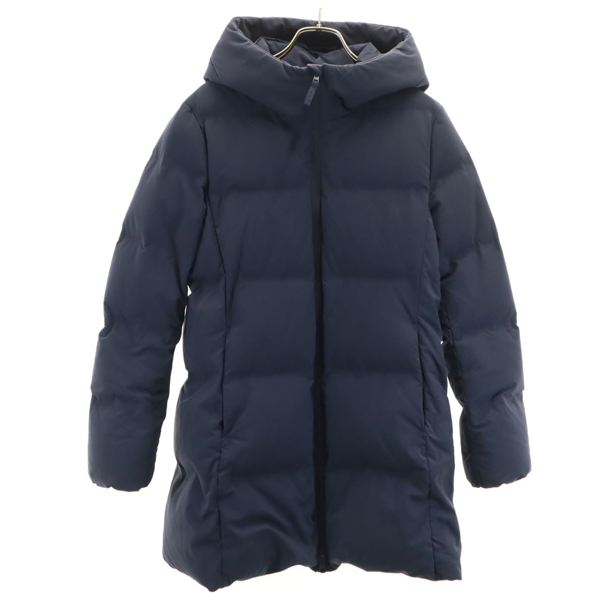シームレス ショート ダウンコート M ネイビー レディース 古着