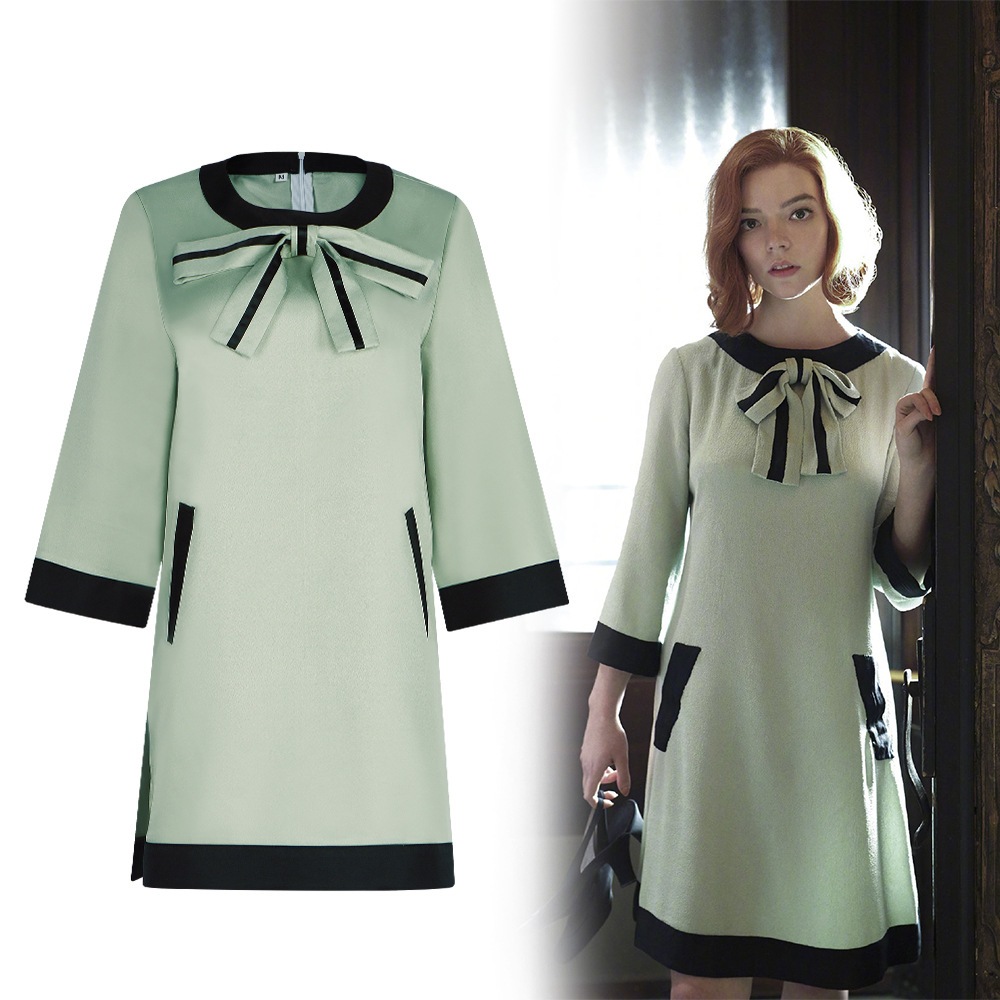 【速達!】女王の将棋コスプレ衣装後ろ翼棄兵ベス・ハモンワンピースコスプレ舞台衣装