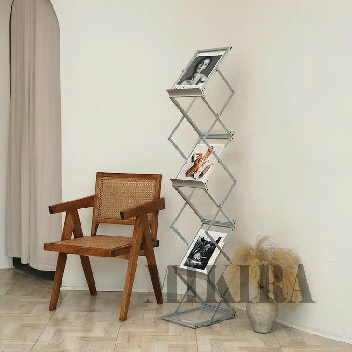 マガジンラック 折りたたみ 4段 マガジンスタンド 雑誌 透明 シルバー 収納 マガジンラック シルバー 撮影道具 本収納 雑誌収納 お洒落 クリア