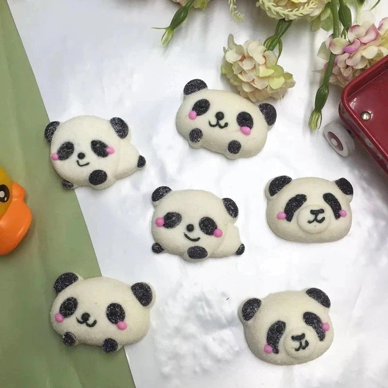 1000Pcs パンダマシュマロフラワー 面白い冷たいフルーツアイスパウダーミルクティーケーキデコレーション100個フルーティーキャンディー 誕生日プレゼント