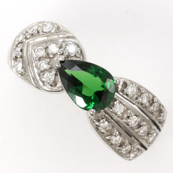 K18 18金 WG リング 13号 グロシュラライトガーネット ダイヤ カード鑑別書 中古