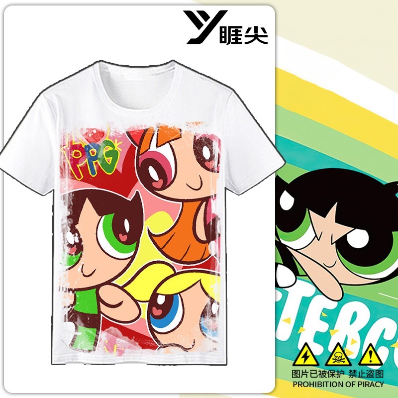 パワーパフガールズ 半袖tシャツ レディース 夏 和風 和装周辺服 女の子 姉妹で着る 半袖 トレンド