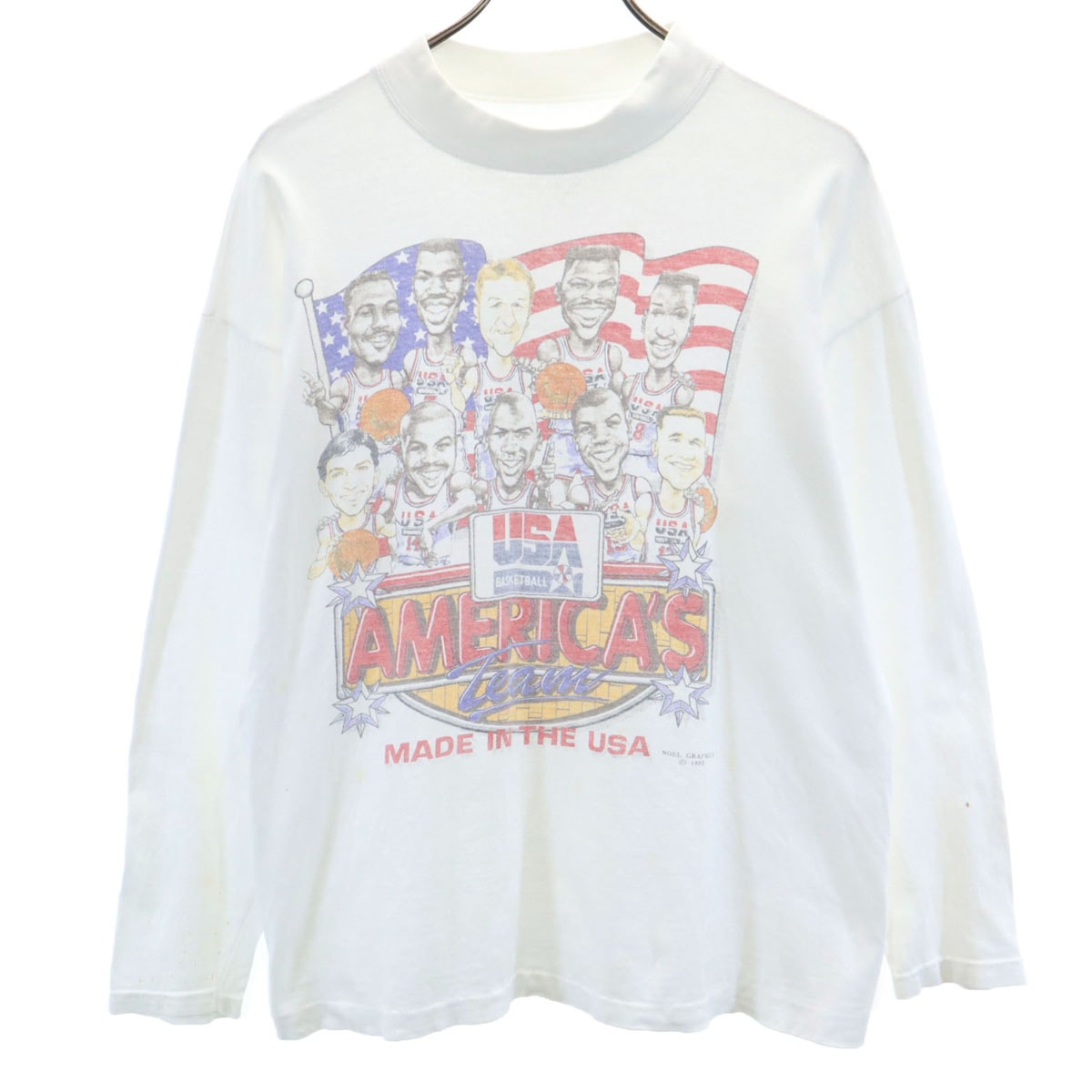 DREAM AMERICAS TEAM 90s オールド NBA 長袖 モックネック Tシャツ ホワイト ロンT バルセロナオリンピック メンズ 古着 5,051円