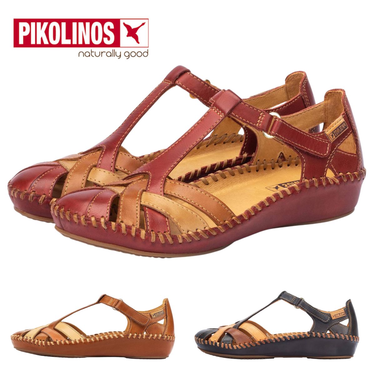 ピコリノス PIKOLINOS レディース P.VALLARTA レザー サンダル ストラップ 編み込み PK751 本革 655-0732C5 スペイン