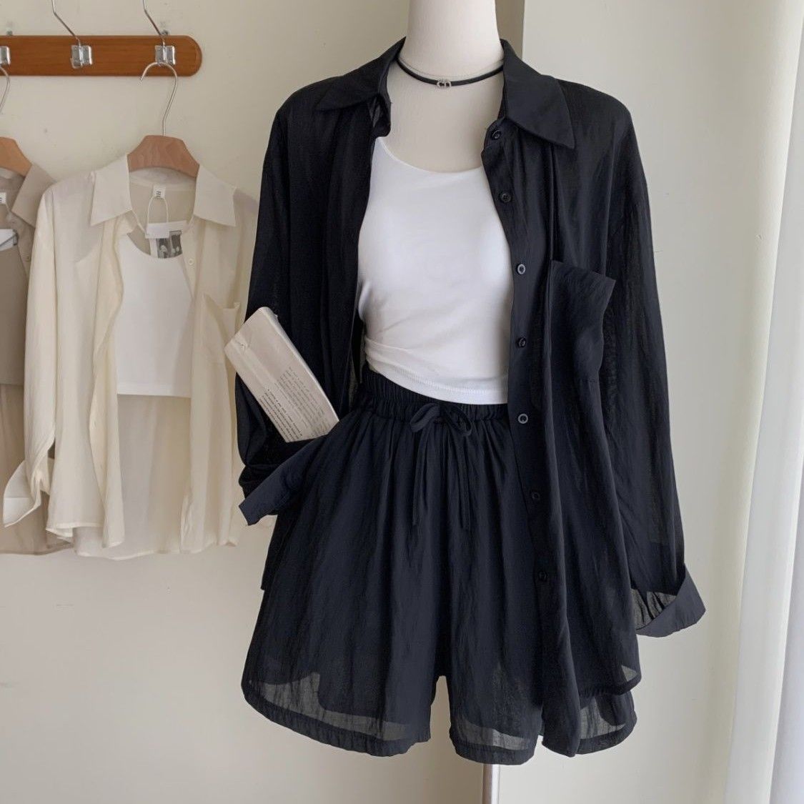 涼しく楽ちんセットアップカジュアルUVカットブラウス セット着痩せゆったり半袖シンプルスウェット上下セットアップレディース三点セジャージ 4,838円