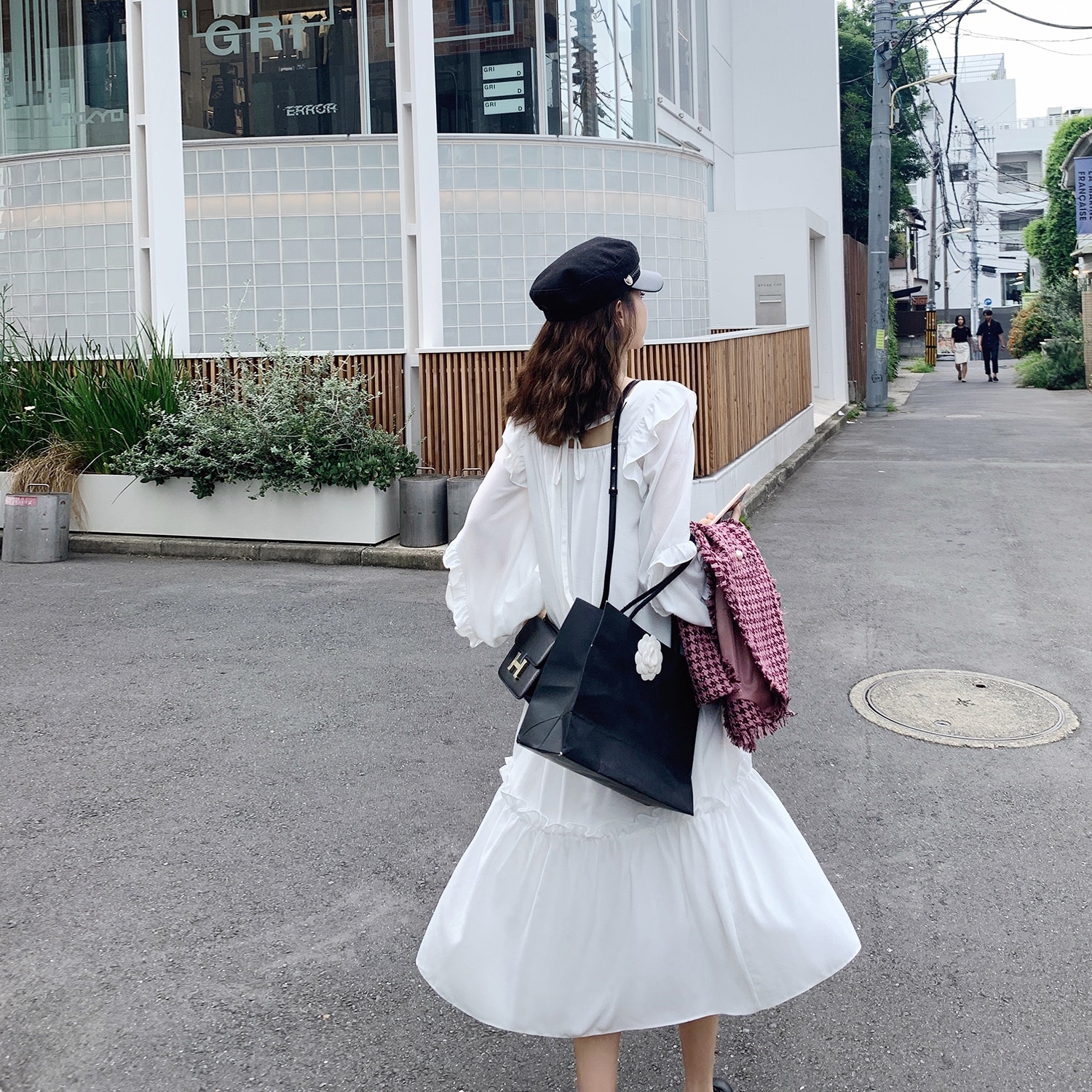 秋所キノコの辺を入れる長袖の白いスカート女性もらえる者领復古フランスワンピース