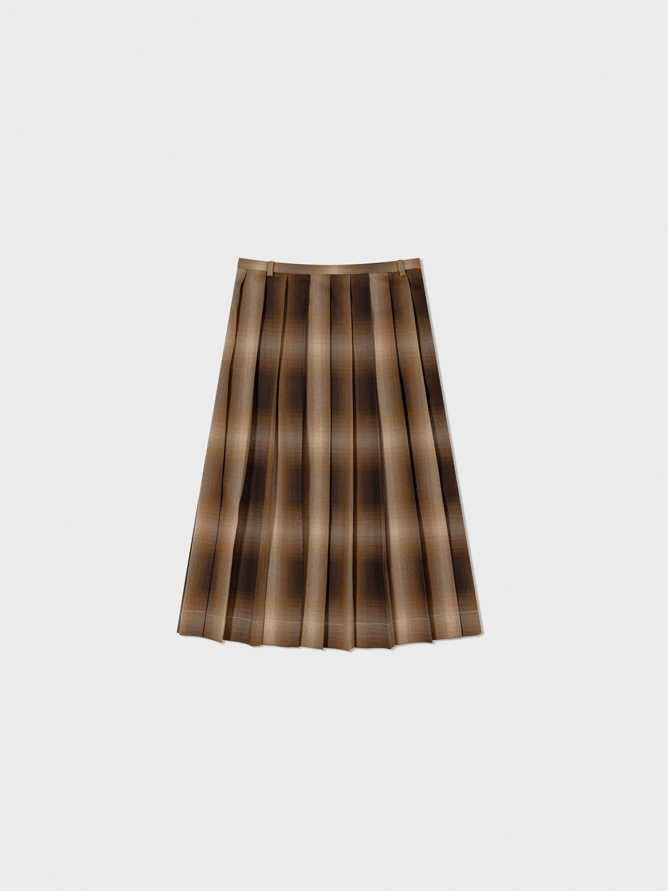 【LOW CLASSIC】 CHECK PLEATED SKIRT : BROWN