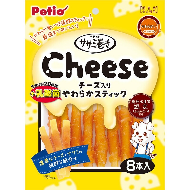 （まとめ買い）ササミ巻き チーズ＋乳酸菌入りやわらかスティック 8本入 犬用おやつ [x12]