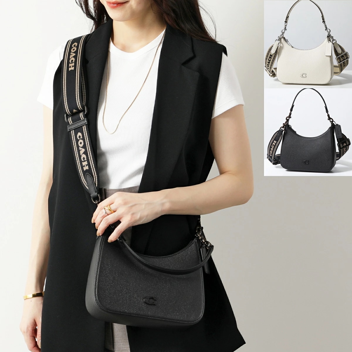 COACH コーチ ショルダーバッグ HOBO ホーボー CJ842 レディース レザー ハンドバッグ クロスボディ ジャガードロゴ 鞄 カラー2色