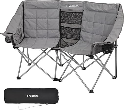 アウトドア チェア 二人掛け キャンプチェア 折りたたみ 椅子 耐荷重200kg カップルチェア 幅137cm ダブル ソファチェア( グレー)