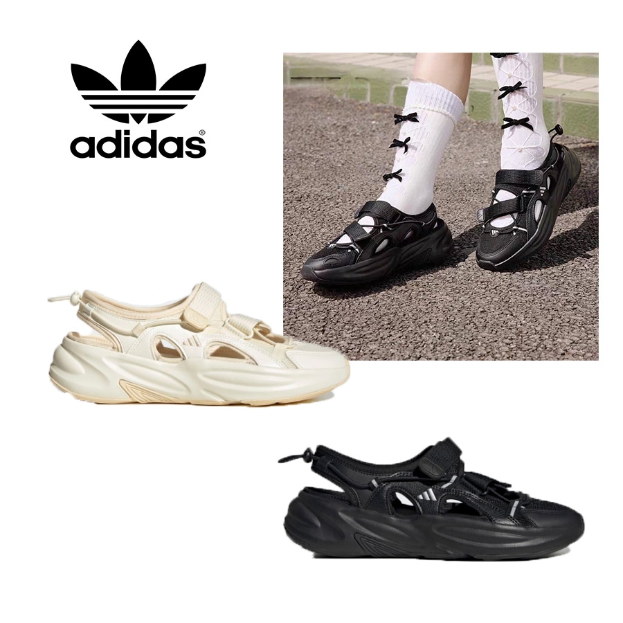 OZWAVE SANDAL JS4582 JS4577 アディダス オズウェーブ レディース ウィメンズ スニーカー シューズ メッシュ 厚底 ストラップ ベルト 無地 履きやすい 人気 黒 白