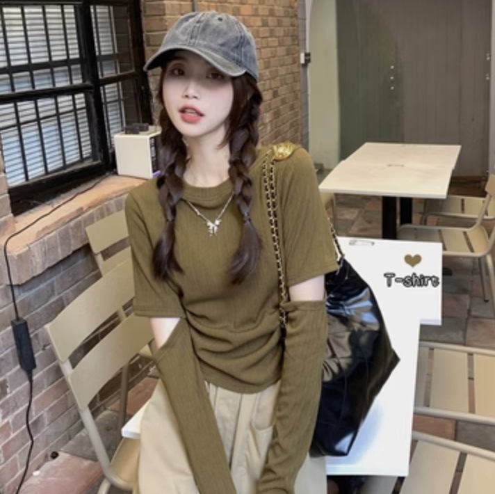 トップス カットソー ショート ショート丈 袖あり 長袖 かわいい 大人可愛い きれいめ シンプル カジュアル 大人 上品 おしゃれ お洒落 かっこいい レトロ 大人女子 こなれ感 ラフ 個性的