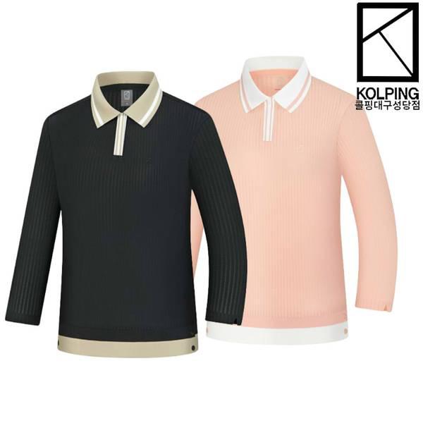 女性 春夏 素材感のある7分袖カラーTシャツ KWT4233W イオケ