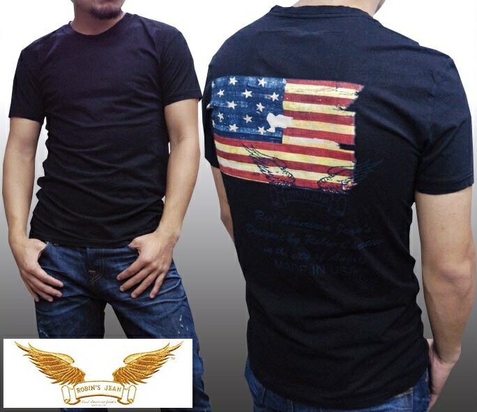 ロビンズジーン メンズ Tシャツ ROBIN S JEAN FLAG ブラック 半袖 シャツ safari サファリ LEON レオン オーシャンズ 掲載 ジーンズ ブランド ロビンズジーンズ セレブ