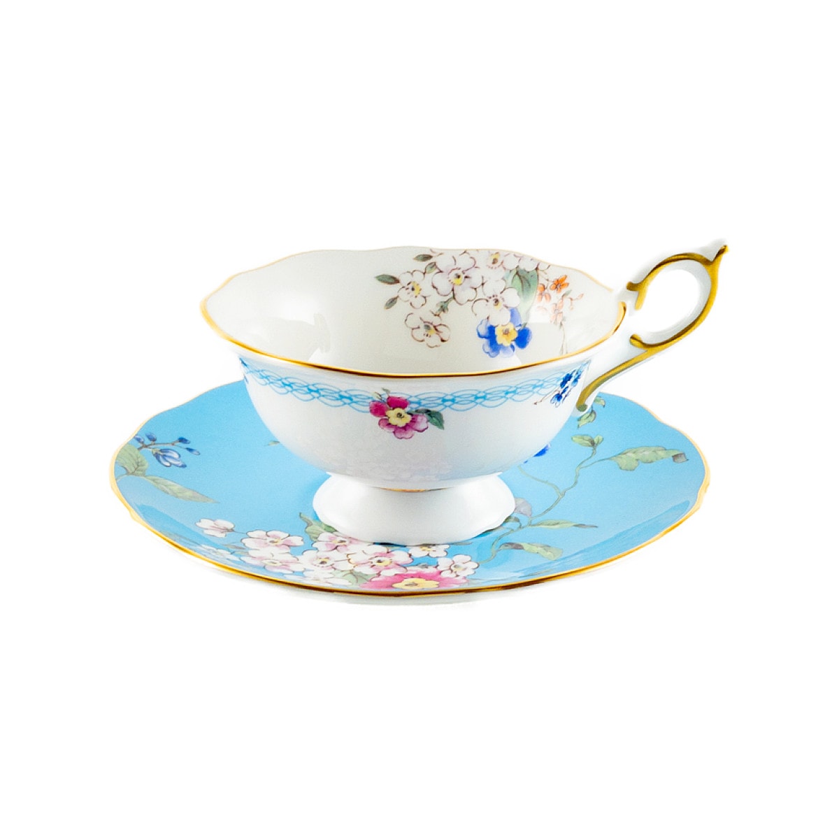 ウェッジウッド ワンダーラスト ティーカップ＆ソーサー アップルブロッサム 180ml ブルー 青 花柄 ボックス入