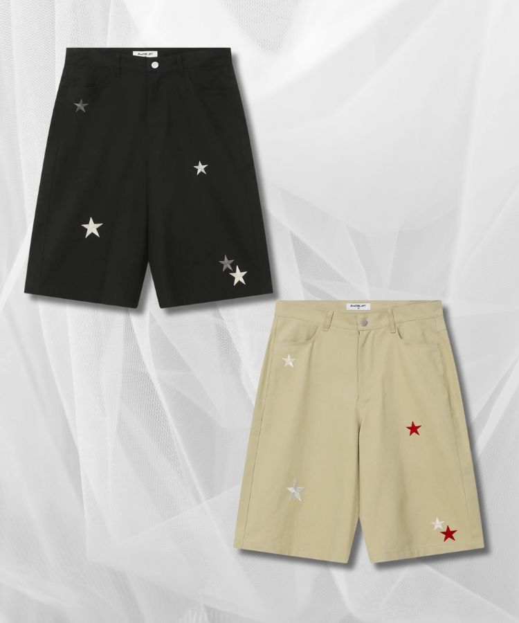 韓国 トレンド 星 ハーフパンツ[BAUF] STAR SYMBOL HALF PANTS Qoo10 BAUF STAR SYMBOL HALF ロゴ