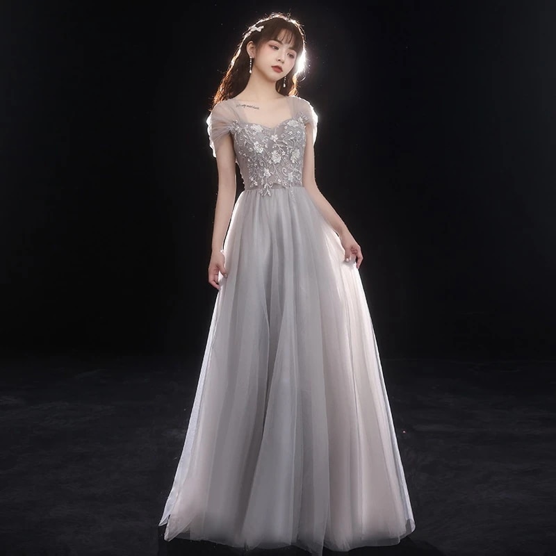 女性用バンケットイブニングドレス 2024 テクスチャードスリムブライズメイドドレス夏の誕生日リトルマンアート試験ドレス