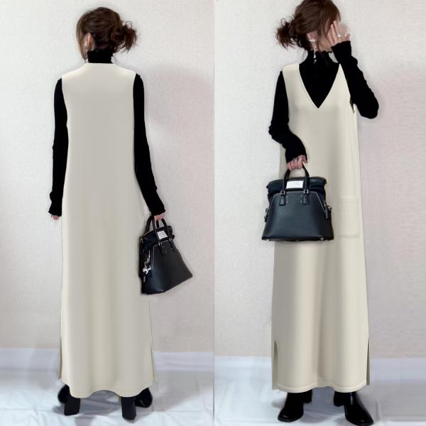 【再入荷予定】上品な可愛さ Vネックノースリーブ ワンピース レディース