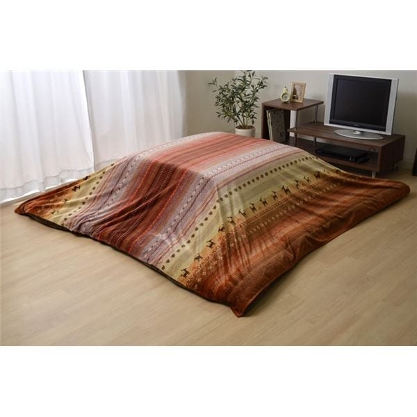 ギャッベ柄 こたつ布団 上掛け 長方形 オレンジ 約210cm250cm 洗える マイクロファイバー ラディ