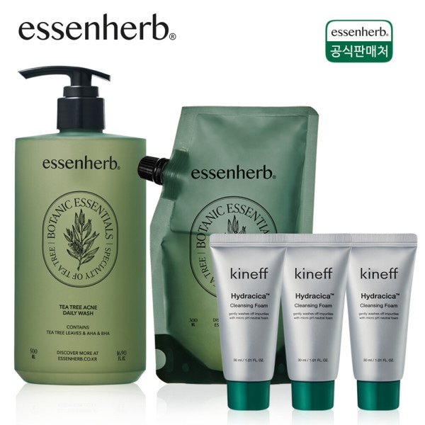 ティーツリー アクネ デイリー ボディウォッシュ 500ml+300ml / お肌の鎮静 ボディクレンザー / キネフ クレンジングフォーム 30ml 3個贈呈