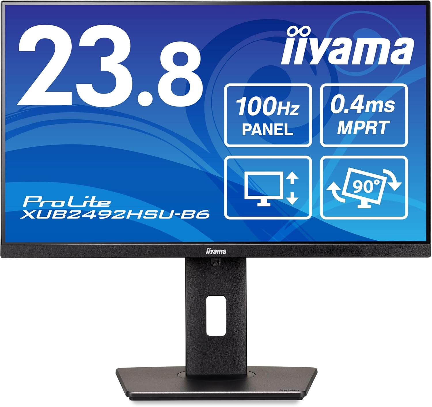 iiyama モニター ディスプレイ XUB2492HSU-B6 23.8インチ フルHD IPS方式 高さ調整 角度調整 縦回転 HDMI DisplayPort USBハブ 全ケーブル付