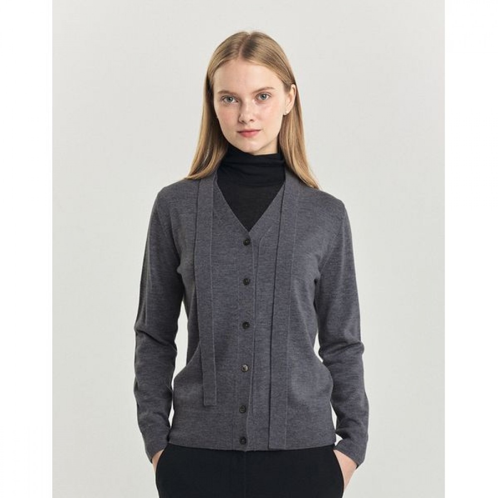 [ヘッジズレディース] 24FW ウォッシャブルタイカーディガングレー HSSW4DP71G1