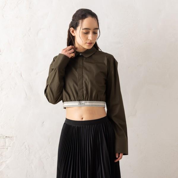 シャツ ブラウス クロップド シャツ ロゴ カーキグリーン レディース S359Y05XAX 4153