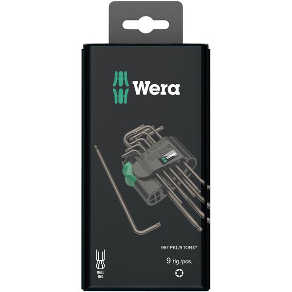 WERA ヴェラ 9本組 BlackLaser Torx ボールポイント付 L型 トルクスレンチ ホルダー付 073598 工具 ツール DIY 作業工具 レンチ