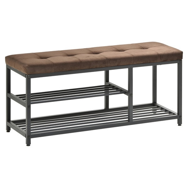 B.Bファニシング ONBN0083VEDBR ベロア ベンチシューズラック 幅90 ダークブラウン メーカー直送