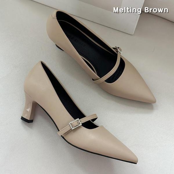 女性ポインテッドトゥメリージェーンミドルヒール MT62