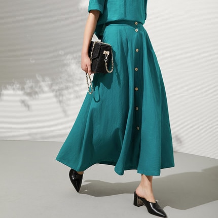 フレアスカート スカート ボトムス ロングスカート フレアスカート ロング ロング丈 フレア Aライン ハイウエスト 綿 麻 リネン かわいい 大人可愛い きれいめ シンプル カジュアル 大人 上品