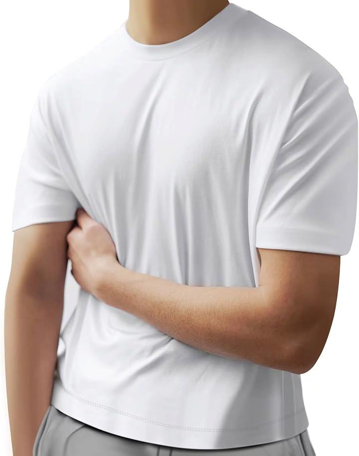 Tシャツ メンズ 半袖 綿100% クルーネック 無地 定番 ビジカジ 柔らかい肌触り 洗える 防シワ加工 液体アンモニア加工 かっこいい おしゃれ トップス 人気(ホワイト, S)