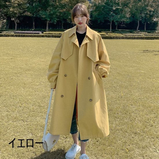 【取寄：納期2週間】トレンチコート ロングコート レディース アウター スプリングコート ジャケット 韓国 トレンド 大きいサイズ 春新作 春 秋 春色 春服 秋服 ゆったり トレンチコート