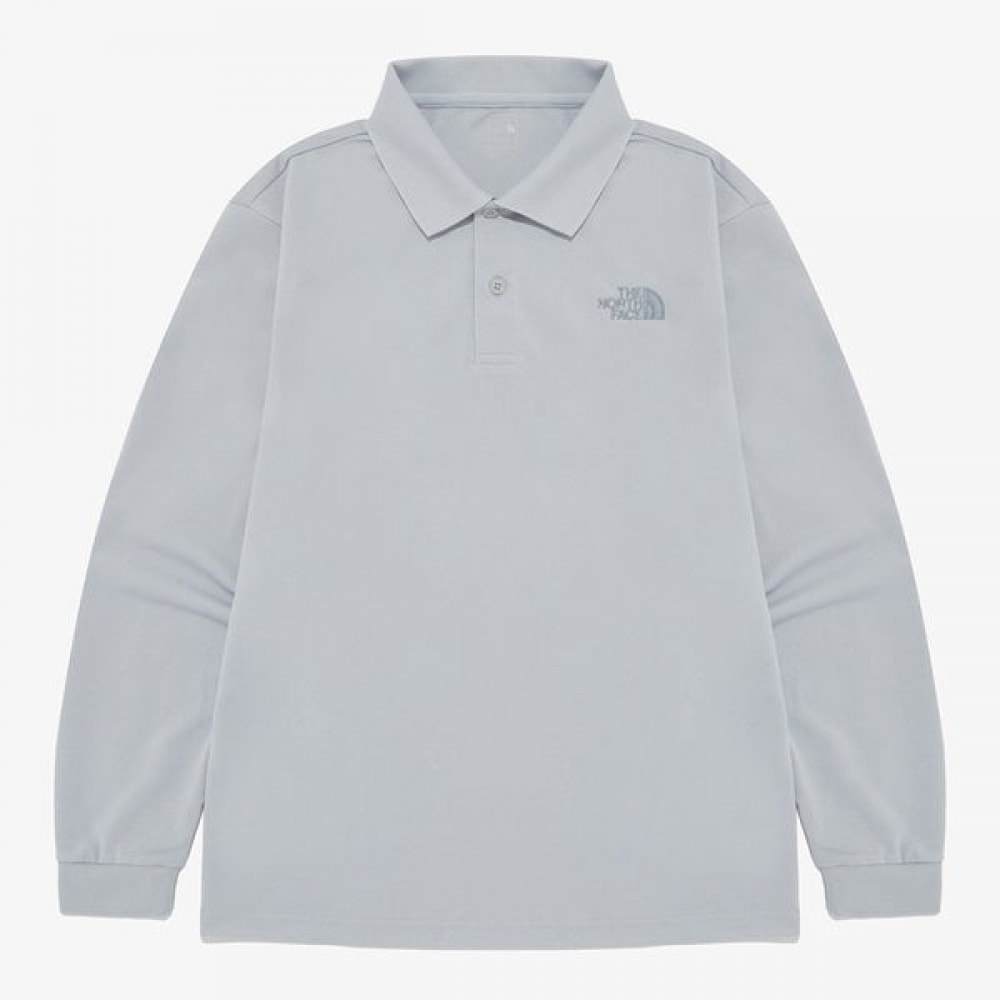 ノースフェイス メンズ 長袖ポロシャツ COOL GRAY NT7QR00D