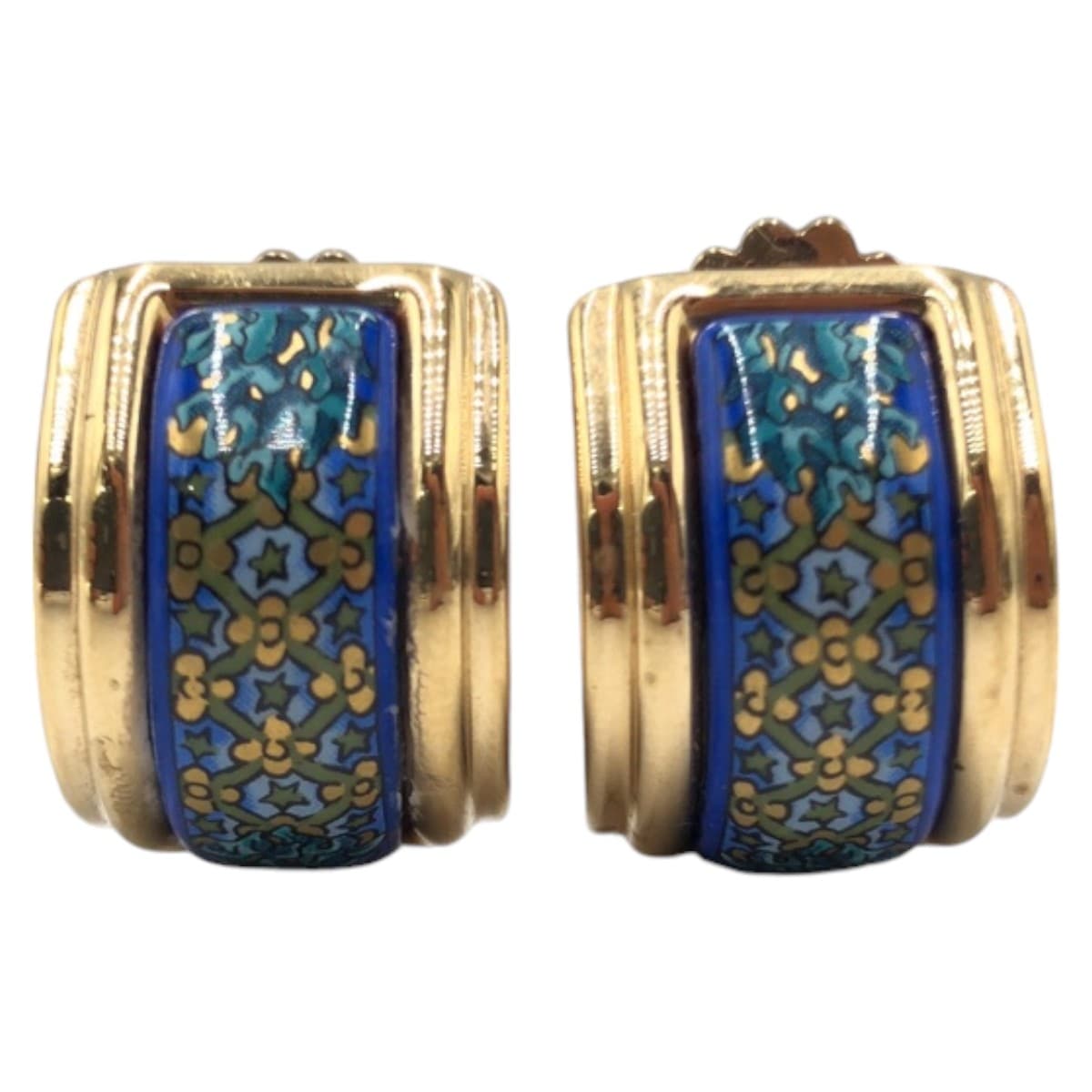 エマイユ ゴールド ブルー メタル イヤリング 耳飾り レディース 407068