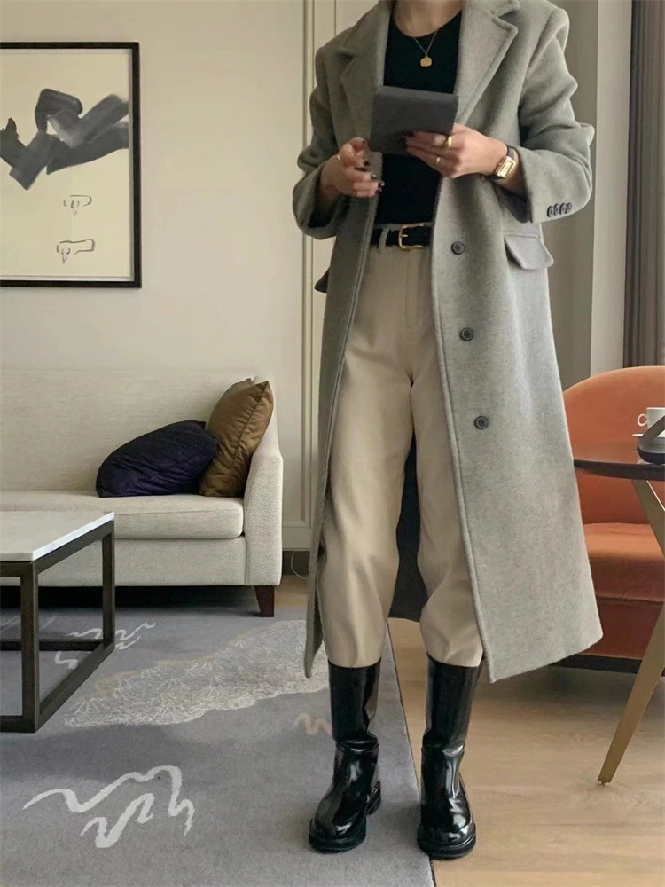 激安セール 気質 スーツ襟 一列ボタン あったか ゆったりする ロング ウールコート コート 単体ボタン