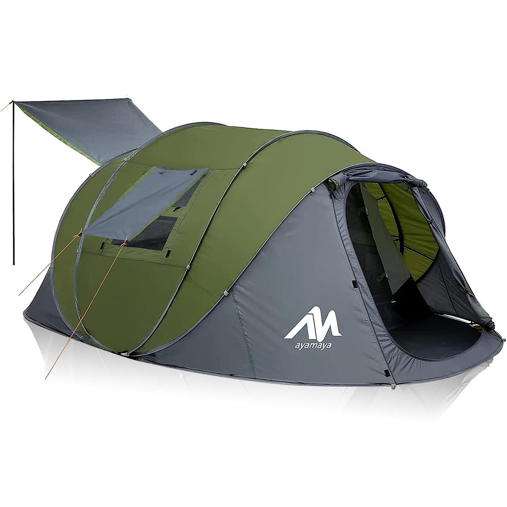【初心者も組立1分 宿泊可 4人用ファミリーテント 】ayamaya ポップアップテント【テレビで4回紹介】4人6人用 フルクローズ 防水 耐水圧3000mm 簡単組立 UVカット 防災 2層 アヤ