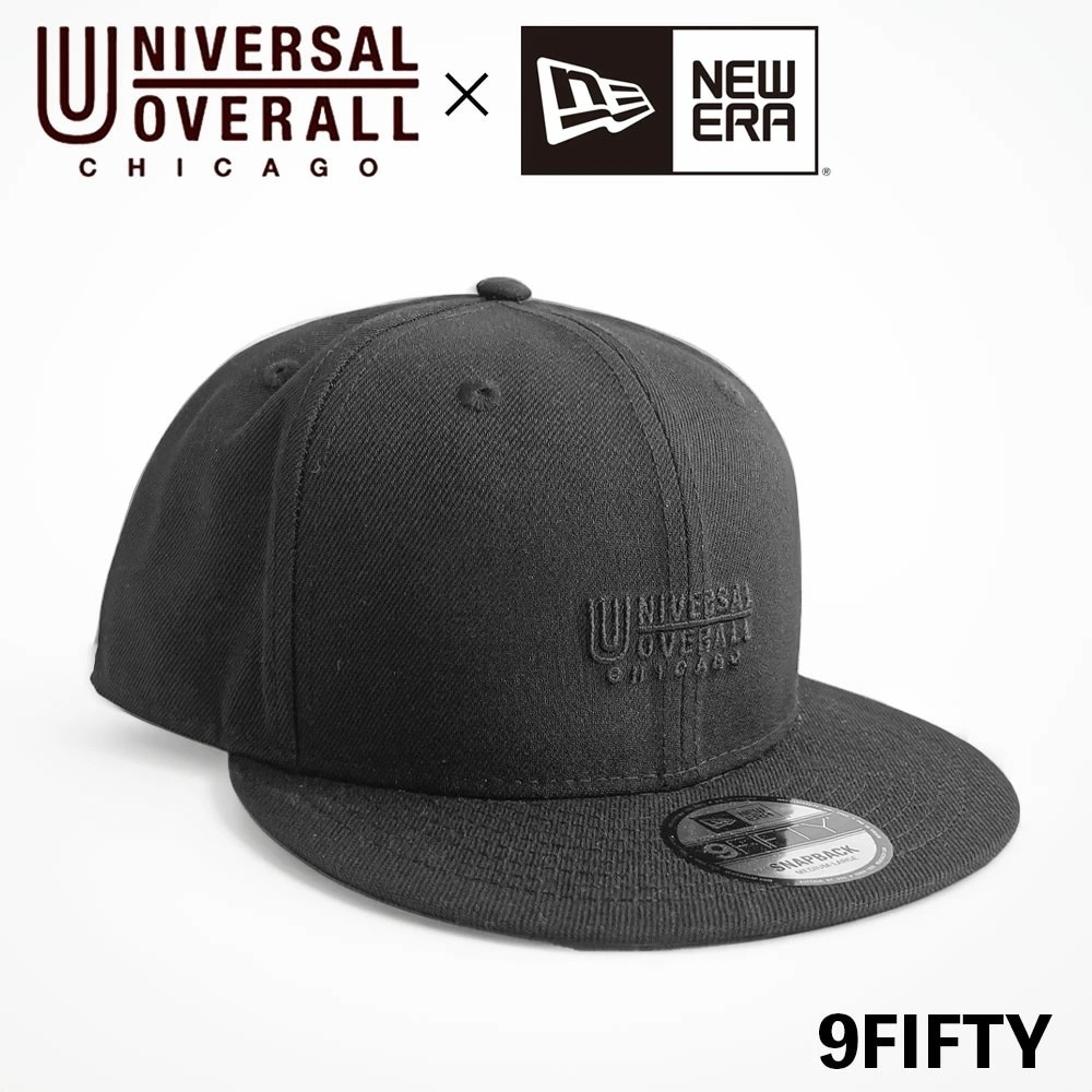 ニューエラ ユニバーサルオーバーオール コラボ キャップ 9FIFTY ブラック NEW ERA 950 UO UNIVERSALOVERALL メンズ レディース 男女兼用 フラットバイザー 平つば