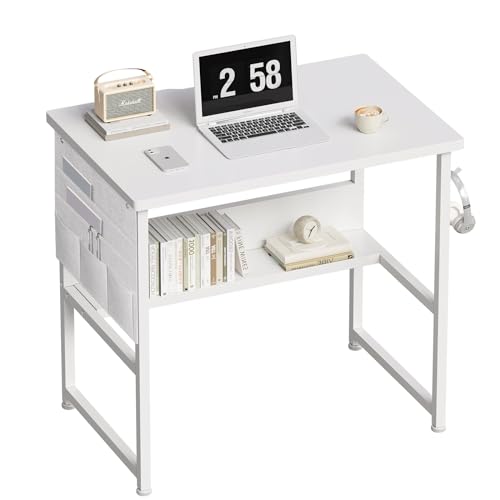 幅80cm 収納袋付き白いPCデスク 組立簡単 6,803円