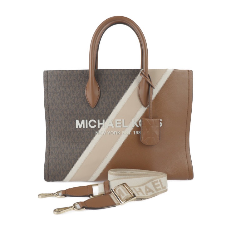 美品 Michael Kors マイケルコース トートバッグ 35R3G7ZT8L MIRELLA EW ミレラ PVC レザー ブラウン系 2WAY ショルダーバッグ【本物保証】