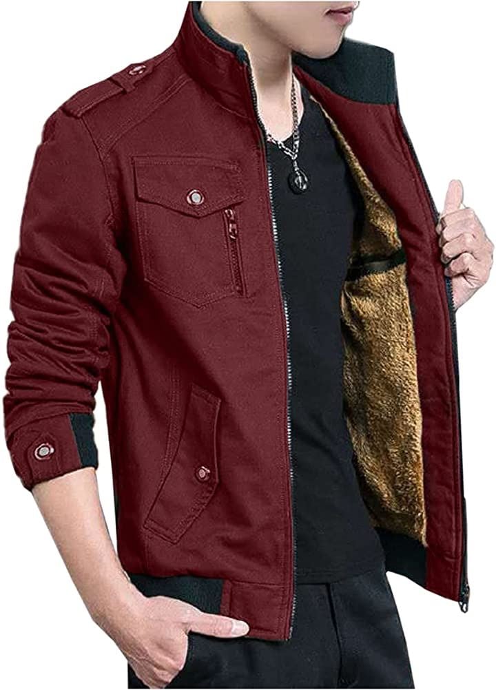 ミリタリージャケット メンズ ライダースジャケット 日本Sサイズ相当(ワイン／厚手, S)