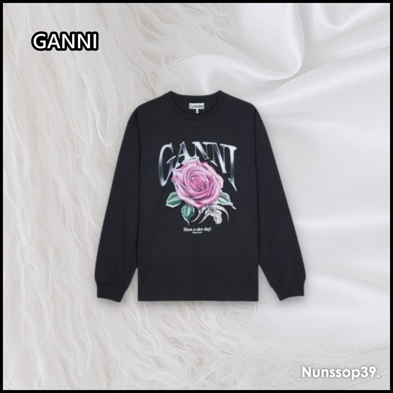 GANNI T4025 252 FUTURE HEAVY JERSEY ROSE T-SHIRT