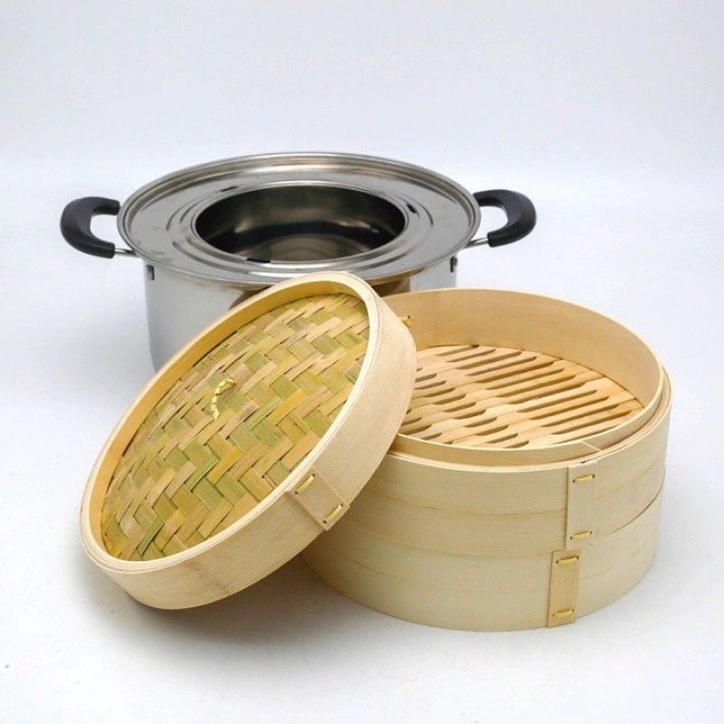 キッチン用品大全竹 せいろ 中華せいろ 21cm 24cm 27cm 竹セイロ 鍋セット せいろ身×2 ふた×1 蒸し板×1 ステンレス鍋×1 IH対応 蒸籠 セイロ
