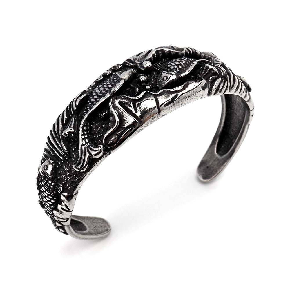 ステンレス 鯉バングル ブラック [b698]