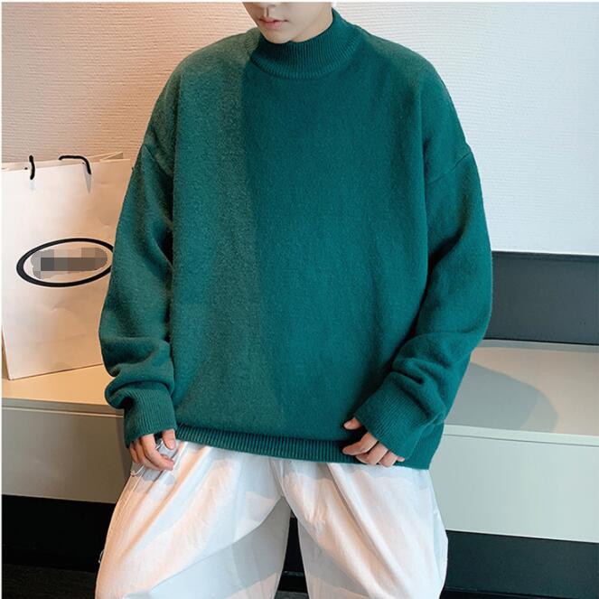 秋と冬 メンズ 韓国のファッション 半襟レイジースタイル無地ルーズニットセーター 88C22