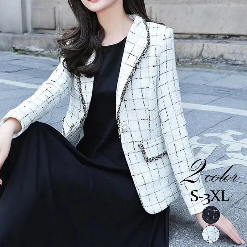 【急速出荷 2025年新作】テーラードジャケット レディース スーツジャケット 長袖 チェック柄 アウター ビジネス フォマール 着痩せ 通勤 韓国風 春秋 エレガント おしゃれ