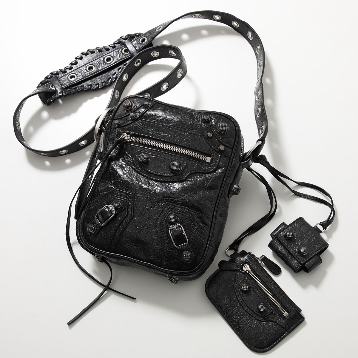 【訳あり】BALENCIAGA バレンシアガ ショルダーバッグ LE CAGOLE ル カゴール 719065 210KR メンズ ポーチ付き イヤホンケース付き 鞄 1000/BLACK
